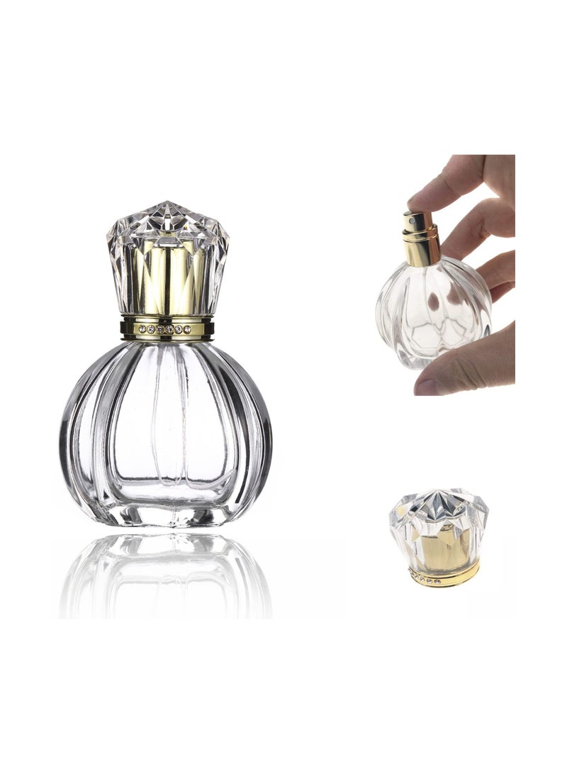 SYOSI Spray Bottle, 50ML 1.7OZ Vintage Pumpkin Shape, Empty Refillable Clear Glass Perfume Bottle Fine Mist Spray Perfume Bottle Sprayer Makeup Cosmetic Containers, Bottle Travel Press Perfume (1Pcs) - Image 1