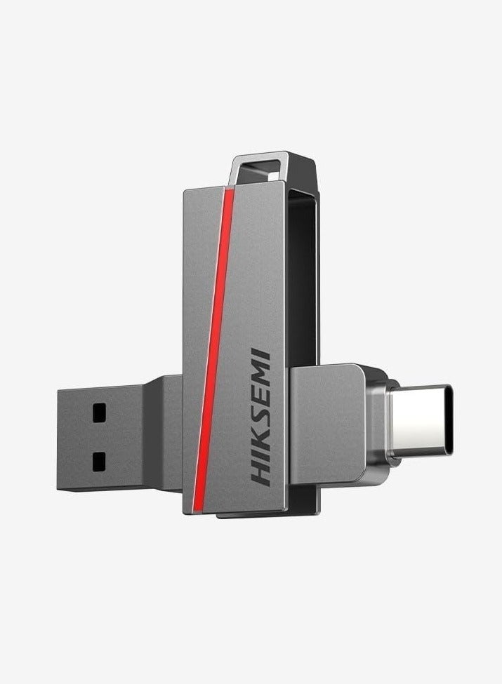 HIKSEMI HIKSEMI DUAL SLIM USB 3.2 Type-C and Type-A | 256GB | Metal Body | HS-USB-E307C 256G U3 Grey - Image 2
