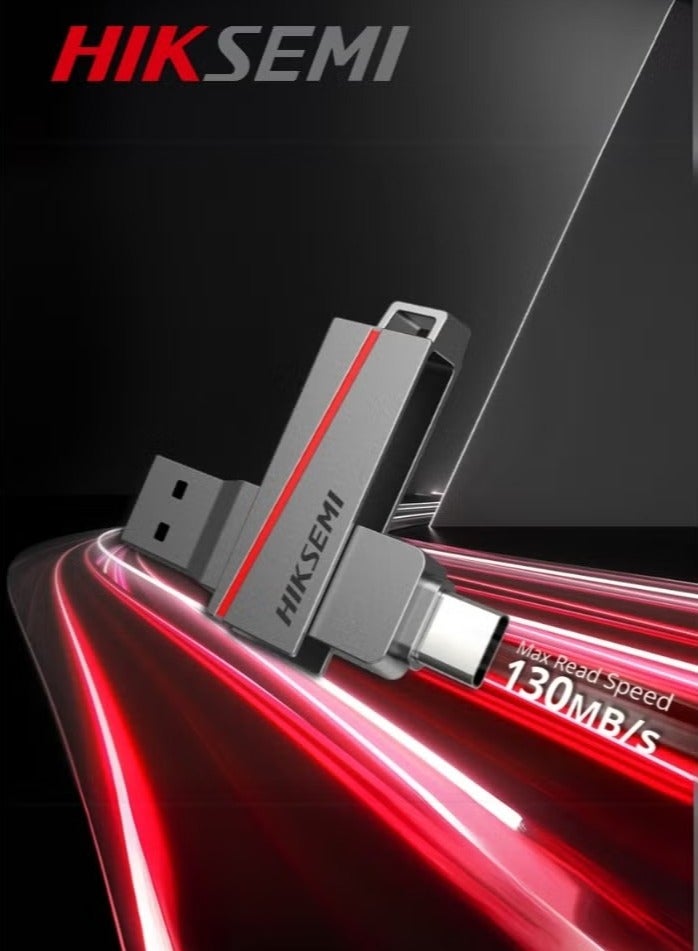 HIKSEMI HIKSEMI DUAL SLIM USB 3.2 Type-C and Type-A | 256GB | Metal Body | HS-USB-E307C 256G U3 Grey - Image 4