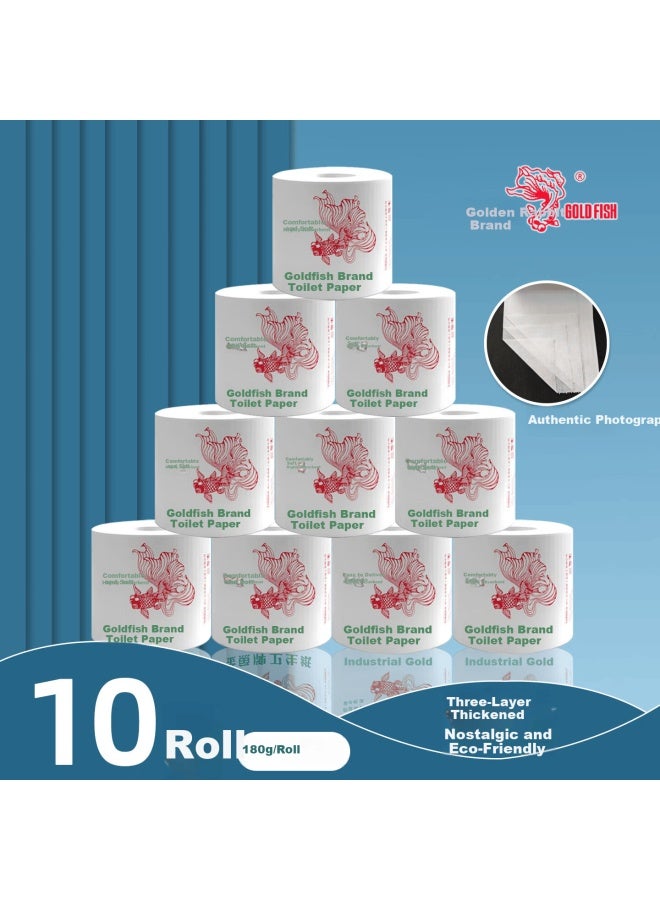 Goldfish Classic 3-ply 180g X 10 Rolls Eco-friendly Small Toilet Paper Ultra-soft And Wet-resistant - Image 1