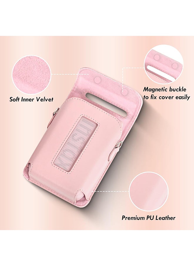 O Ozone Protective Case for Fujifilm Instax Mini Link 3 Printer, PU Leather Mini Link 3 Smartphone Printer Carrying Case with Adjustable Shoulder Strap - Pink  - Image 3