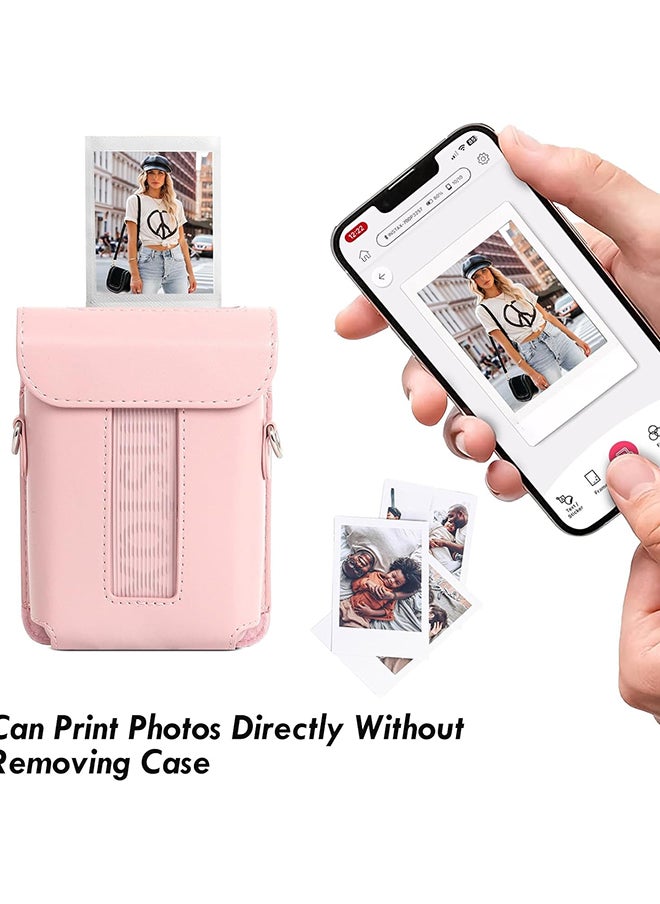 O Ozone Protective Case for Fujifilm Instax Mini Link 3 Printer, PU Leather Mini Link 3 Smartphone Printer Carrying Case with Adjustable Shoulder Strap - Pink  - Image 4