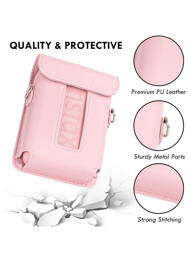 O Ozone Protective Case for Fujifilm Instax Mini Link 3 Printer, PU Leather Mini Link 3 Smartphone Printer Carrying Case with Adjustable Shoulder Strap - Pink  - Image 2