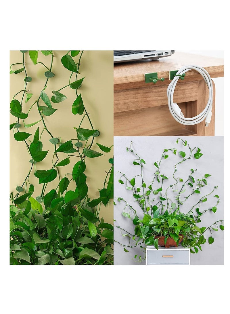 SYOSI Plant Climbing Wall Fixture Clips, Self-Adhesive Hook Vines Traction Clips Invisible Holder Garden Green Leaf Simulation Self-Adhesive Hook Wire Fixing Supporting 100 Pcs - Image 4