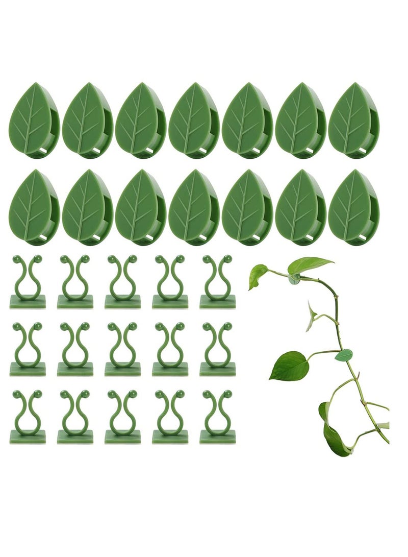 SYOSI Plant Climbing Wall Fixture Clips, Self-Adhesive Hook Vines Traction Clips Invisible Holder Garden Green Leaf Simulation Self-Adhesive Hook Wire Fixing Supporting 100 Pcs - Image 1