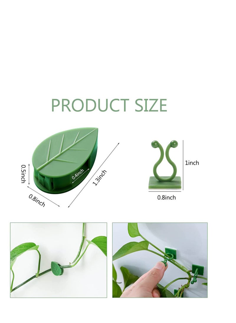 SYOSI Plant Climbing Wall Fixture Clips, Self-Adhesive Hook Vines Traction Clips Invisible Holder Garden Green Leaf Simulation Self-Adhesive Hook Wire Fixing Supporting 100 Pcs - Image 2
