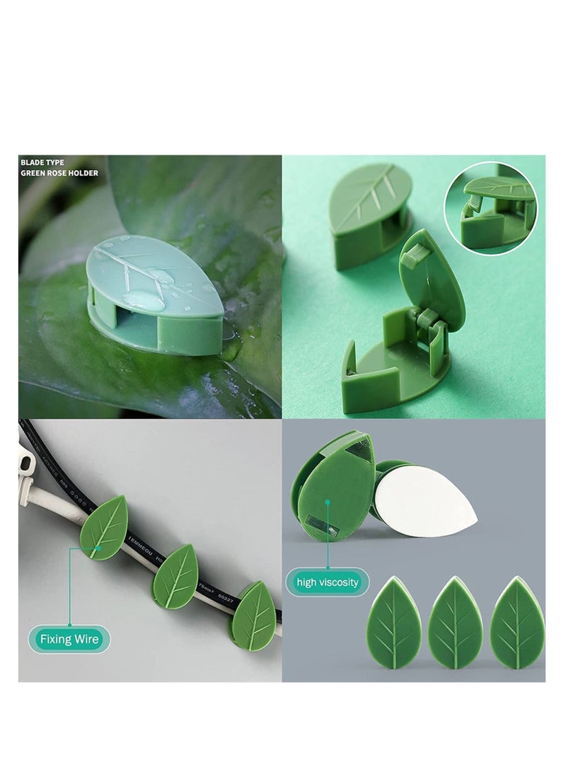 SYOSI Plant Climbing Wall Fixture Clips, Self-Adhesive Hook Vines Traction Clips Invisible Holder Garden Green Leaf Simulation Self-Adhesive Hook Wire Fixing Supporting 100 Pcs - Image 5
