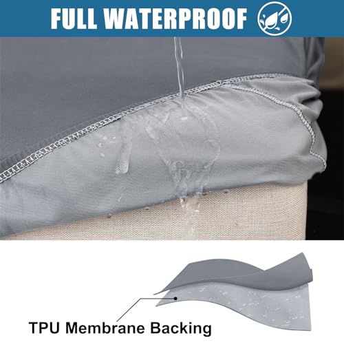 Smiry Waterproof Couch Cushion Covers Stretch Washable Sofa Cushion Cover Soft Sofa Slipcover Elastic NonSlip Furniture Protector for Pets Kid LargeDark Grey - Image 3