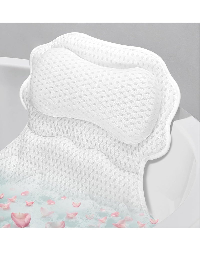 SetSail SetSail Bath Pillow, Relaxing Bath Pillows for Tub Neck and Back support Soft 4D Breathable Air Mesh Ergonomic Bathtub Pillow with 6 Strong Suction Cups and Hook Luxury Bathroom Accessories,White  - Image 1
