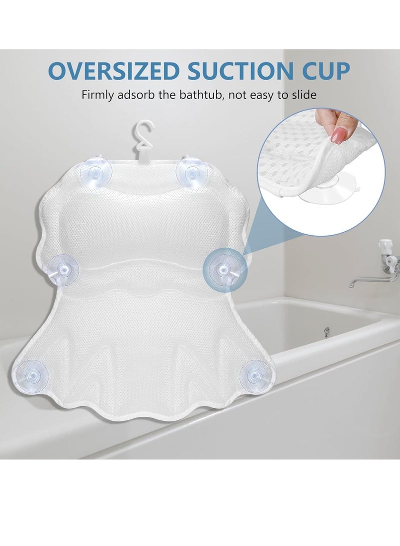 SetSail SetSail Bath Pillow, Relaxing Bath Pillows for Tub Neck and Back support Soft 4D Breathable Air Mesh Ergonomic Bathtub Pillow with 6 Strong Suction Cups and Hook Luxury Bathroom Accessories,White  - Image 4