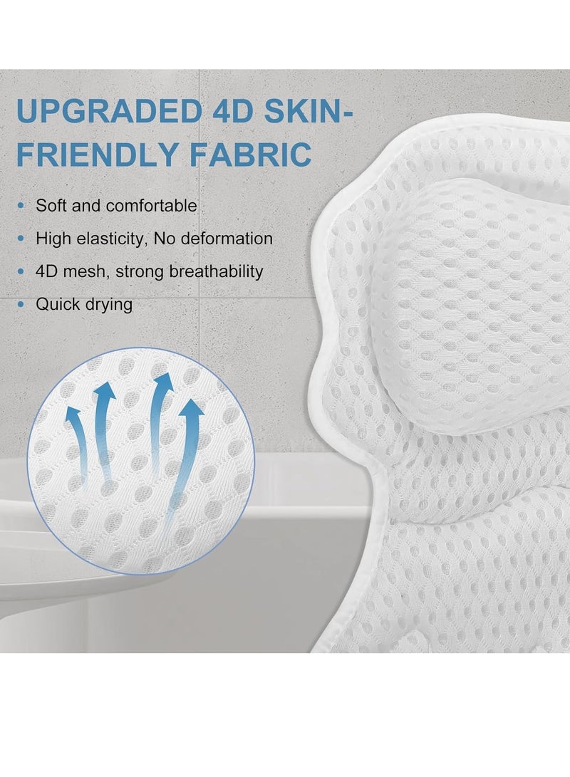 SetSail SetSail Bath Pillow, Relaxing Bath Pillows for Tub Neck and Back support Soft 4D Breathable Air Mesh Ergonomic Bathtub Pillow with 6 Strong Suction Cups and Hook Luxury Bathroom Accessories,White  - Image 3