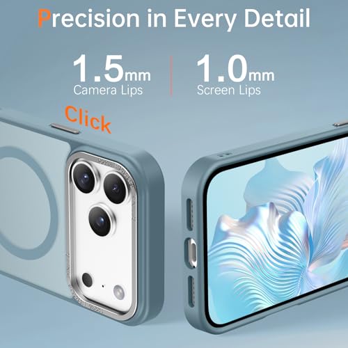 YINLAI for iPhone 17 Pro Case 6.3-inch,Magnetic Compatible with MagSafe, Slim Matte Anti-Fingerprint, Shockproof Full Body Military Grade Protection for iPhone 17 Pro Cover, Gray Blue - Image 5