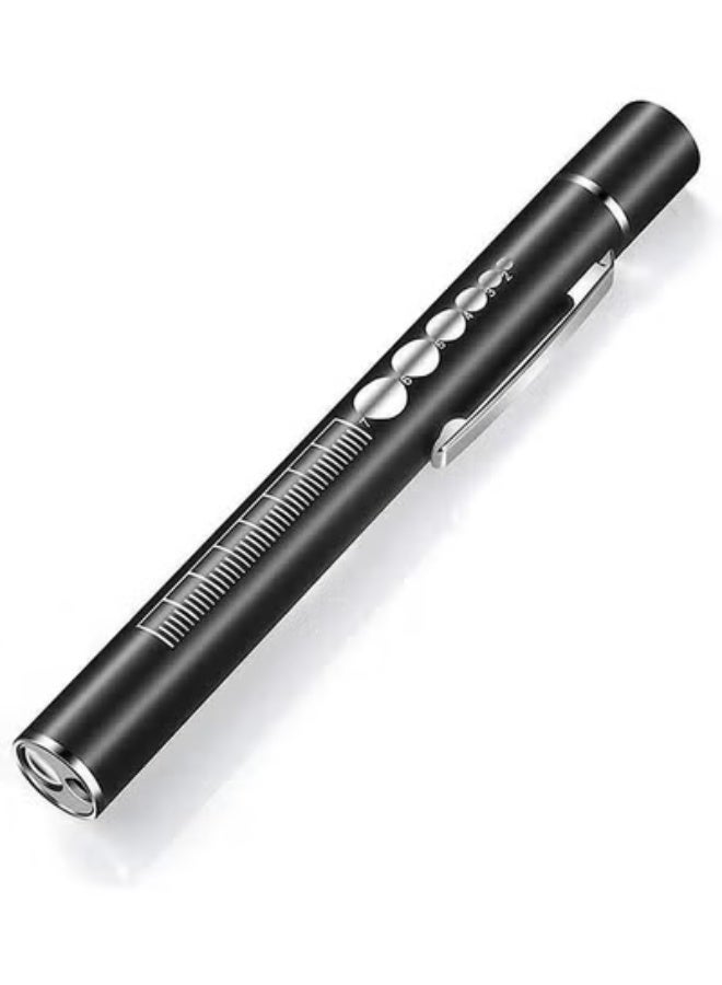 Pocket Pen Clip Torch, USB Rechargeable LED Pen Ligh, Mini Flashlight with 2 LED Sources, Reusable LED Penlight for Students Doctors Nurses, Black - Image 1