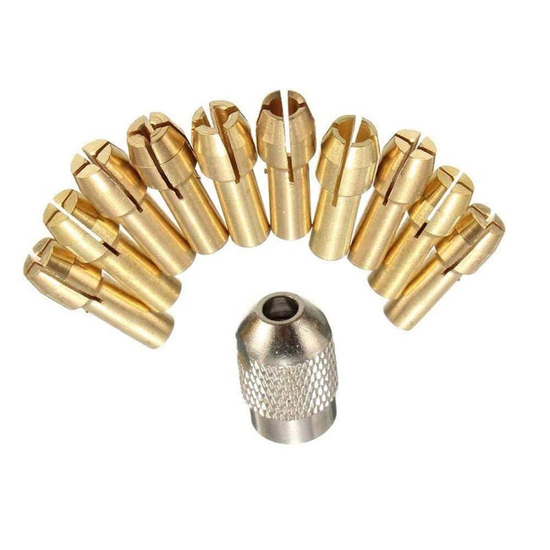 DIY Crafts Diy Crafts 11275 13012 Brass Collet Tools for Dremel Collet Set 0.5-32mm Shank With Screw Nut, Multicolor, Pack of 10  - Image 1