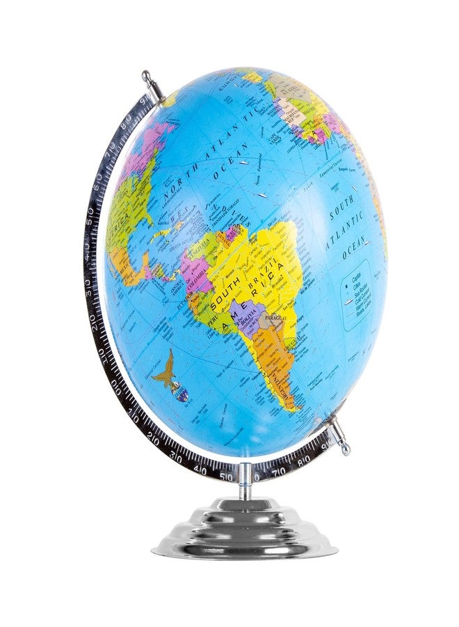 Mummy PleaseSTEM & STEAM Educational,Decorative Spinning Political Educational Laminated Rotating World Globe【MADE IN INDIA】【10" Chrome with Magnifier】 - Image 1