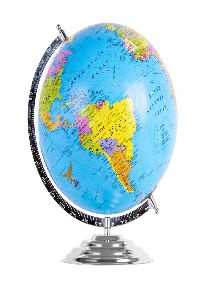 Mummy PleaseSTEM & STEAM Educational,Decorative Spinning Political Educational Laminated Rotating World Globe【MADE IN INDIA】【10" Chrome with Magnifier】 - Image 2