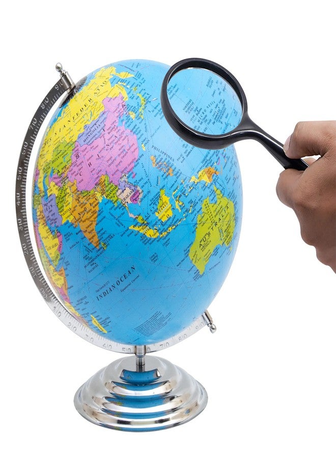 Mummy PleaseSTEM & STEAM Educational,Decorative Spinning Political Educational Laminated Rotating World Globe【MADE IN INDIA】【10" Chrome with Magnifier】 - Image 3