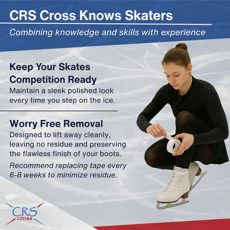 CRS Cross Figure Skate Tape. 3/4 Inch Wide White. Protection for Leather Figure Skates. White and Shiny Skate Boots - No Need for Polish. Tape Your Ice Skating Laces to Keep Them Tied Tight. - Image 4