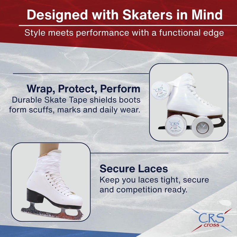 CRS Cross Figure Skate Tape. 3/4 Inch Wide White. Protection for Leather Figure Skates. White and Shiny Skate Boots - No Need for Polish. Tape Your Ice Skating Laces to Keep Them Tied Tight. - Image 2