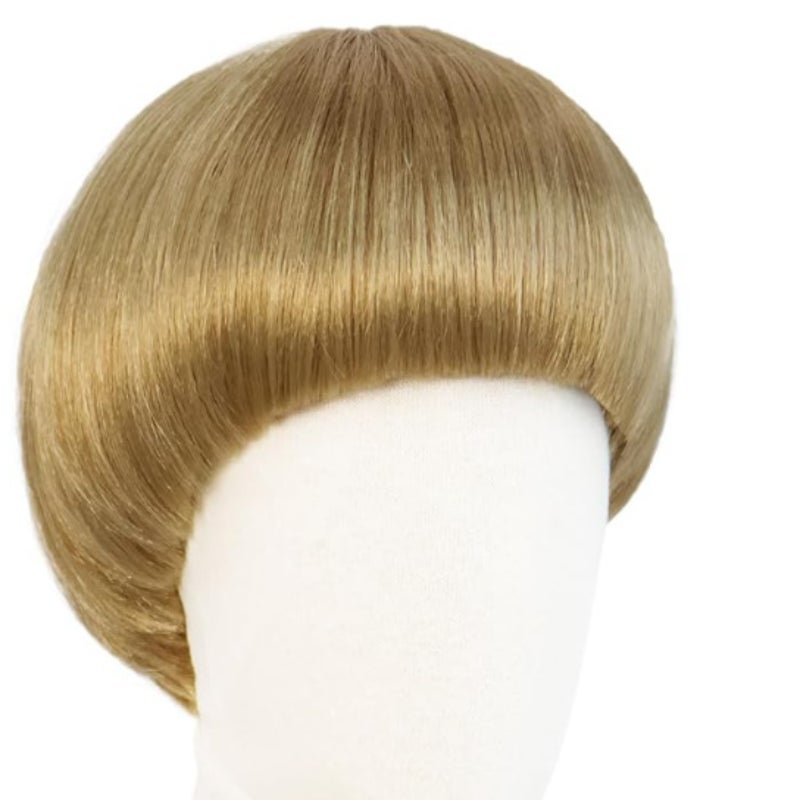 Blonde Bob Wig 1 Adjustable Strawberry Blonde Synthetic Fiber Wig - Breathable 2-Strap Cap Bowl Cut Wig for Cosplay Halloween Theme Parties Daily Fun - Image 1