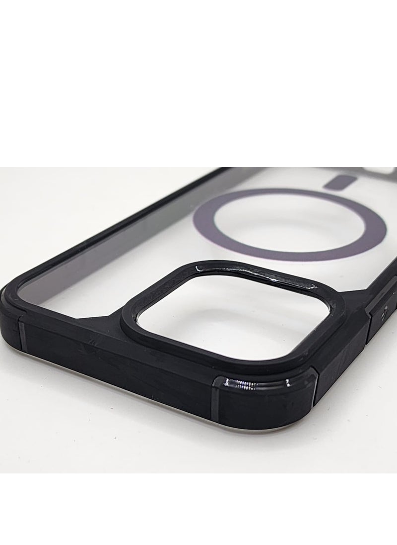 Generic - IPhone 16 Pro Max MagSafe Case With Colored Sides - Clear / Black - Image 1