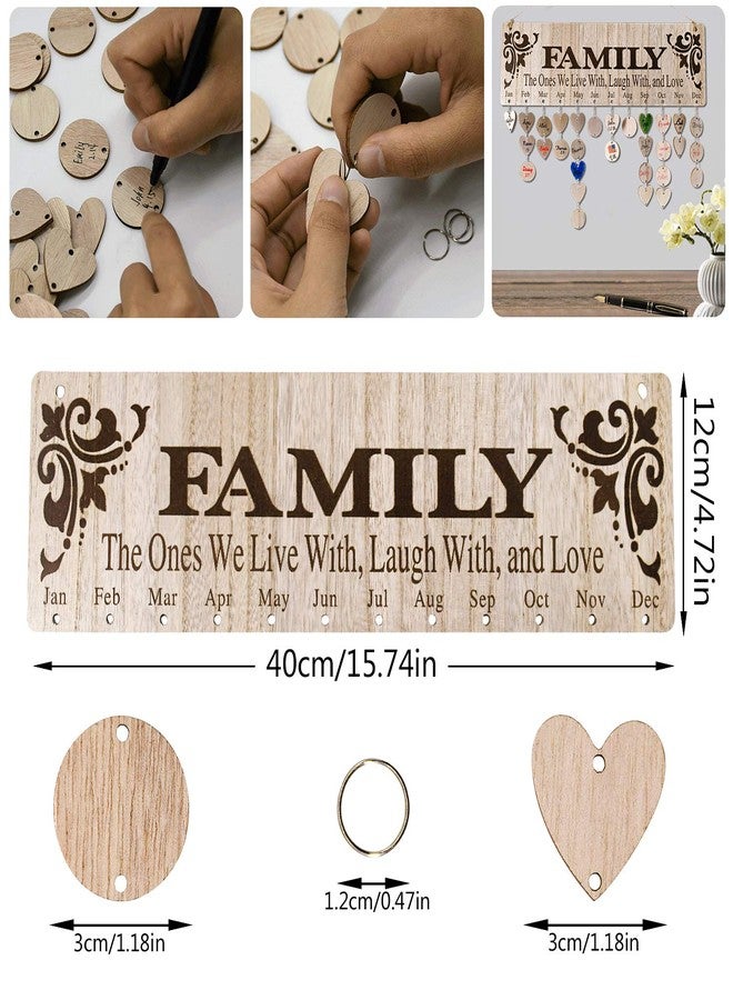 YuQi Mother’s Day Gift for Mom Grandma - Wooden Family Birthday Reminder Calendar Board with 100 Tags, Wall Hanging Farmhouse Home Decor DIY Anniversaries Tracker Plaque - Image 3