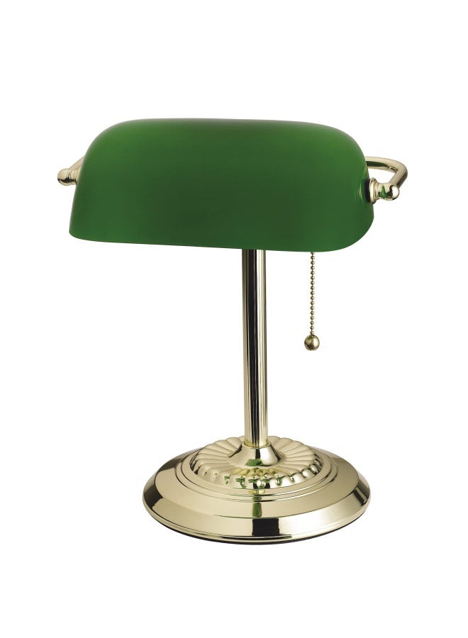 Catalina 13.5 Traditional Bankers Desk Lamp With Glass Shade Green - Image 1