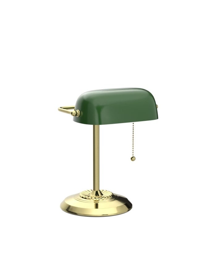 Catalina 13.5 Traditional Bankers Desk Lamp With Glass Shade Green - Image 4