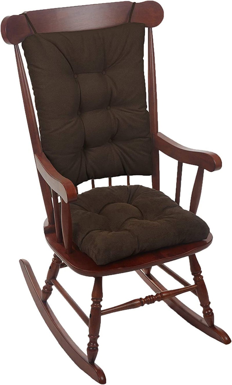 Klear Vu Klear Vu Omega NonSlip Rocking Chair Cushion Assembled in USA Thick Tufted Design Includes Seat Pad  Back Pillow with Ties 17x17 Inches 2Piece Set Twillo Chocolate Brown 2 Count