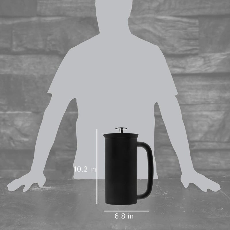 ESPRO P7 French Press Stainless Steel 304 â€“ Patented Double Walled Micro-Filter Insulated French Press Coffee Maker, Grit-Free Brew - Heat Resistant BPA Free Coffee Maker - Matte Black (32oz) - Image 2