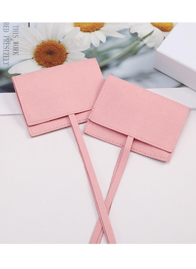 SYOSI - 20Pcs Microfiber Jewelry Pouch 8 x 8 Cm, Jewelry Packaging Bag Luxury Small Jewelry Gift Bags Bow Tie Microfiber Bag for Bracelet Necklace Packaging, Envelope Style with Strings and Divider, Pink - Image 1