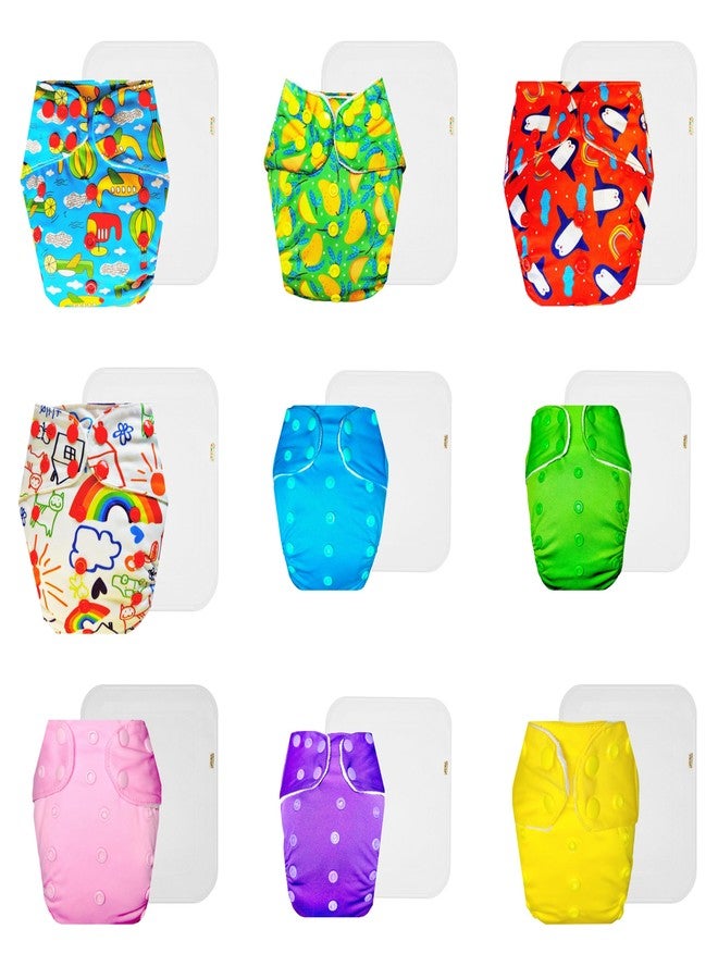 Dumbledo Premium Cloth Diaper with Cotton Insert (Pack of 9) | Soft & Gentle | Leakproof | Adjustable Snaps | Designed by Moms | 3 Months - 3 Years | Unisex Baby - Image 1