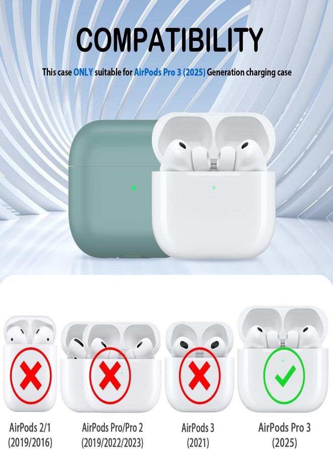 MHYALUDO غطاء حماية MHYALUDO لسماعات AirPods Pro من الجيل الثالث، مصنوع من السيليكون الناعم المقاوم للصدمات والمناسب للاستخدامات العسكرية، مع حبل تعليق ومجموعة تنظيف، وإضاءة LED أمامية مرئية، لون أخضر صنوبري. - Image 4