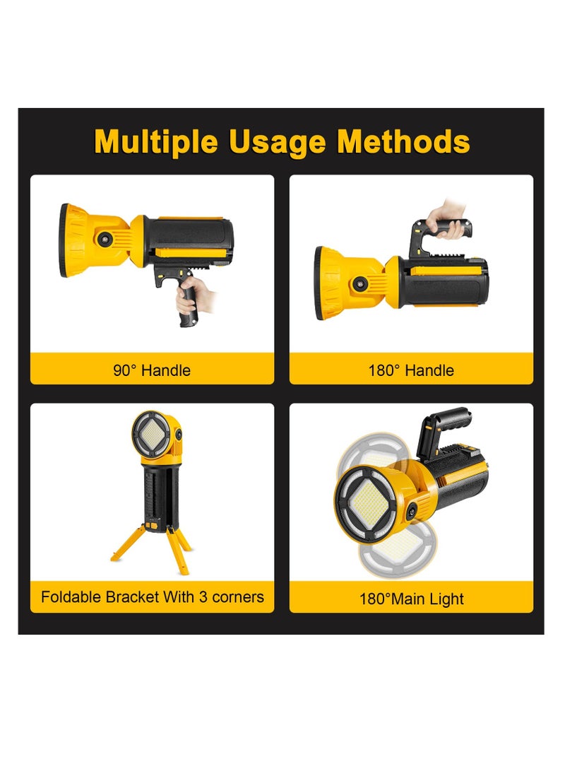 ZLH HITY ضوء عمل قابل لإعادة الشحن، ضوء فيضانات LED فائق السطوع 10000 لومن مع مقبض قابل للفصل وحامل قابل للطي، IPX5 مصباح يدوي محمول مقاوم للماء لإصلاح السيارات في المرآب وحالات الطوارئ والتخييم - Image 2