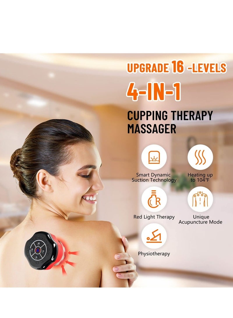 XiuWoo Electric Cupping Therapy Set, Massager, Cellulite 4 in 1 Massage Vacuum Machine Scrapping Tool, 16 Levels Temperature & Suction - Image 5