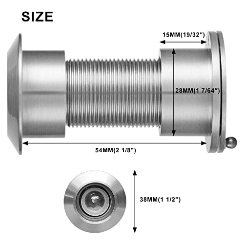 Earl Diamond - Peep Holes for Door, Solid Brass 220-Degree Door Viewer Peephole with Heavy Duty Rotating Privacy Cover for 1-21/32" to 2-1/8" Doors for Home Office Hotel, Satin Nickel - Image 2