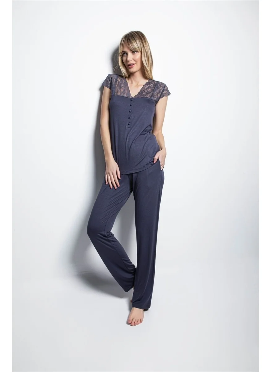 Monamise 18231 Women's Navy Blue Pajama Set