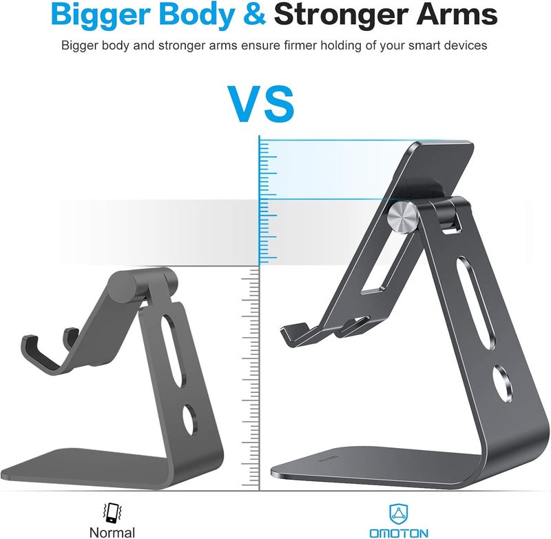 Omoton Adjustable Tablet Stand for Desk, Upgraded Longer Arms for Greater Stability, T2 Tablet Holder with Hollow Design for Bigger Sized Phones and Tablets Such as iPad Pro/Air/Mini, Black - Image 3