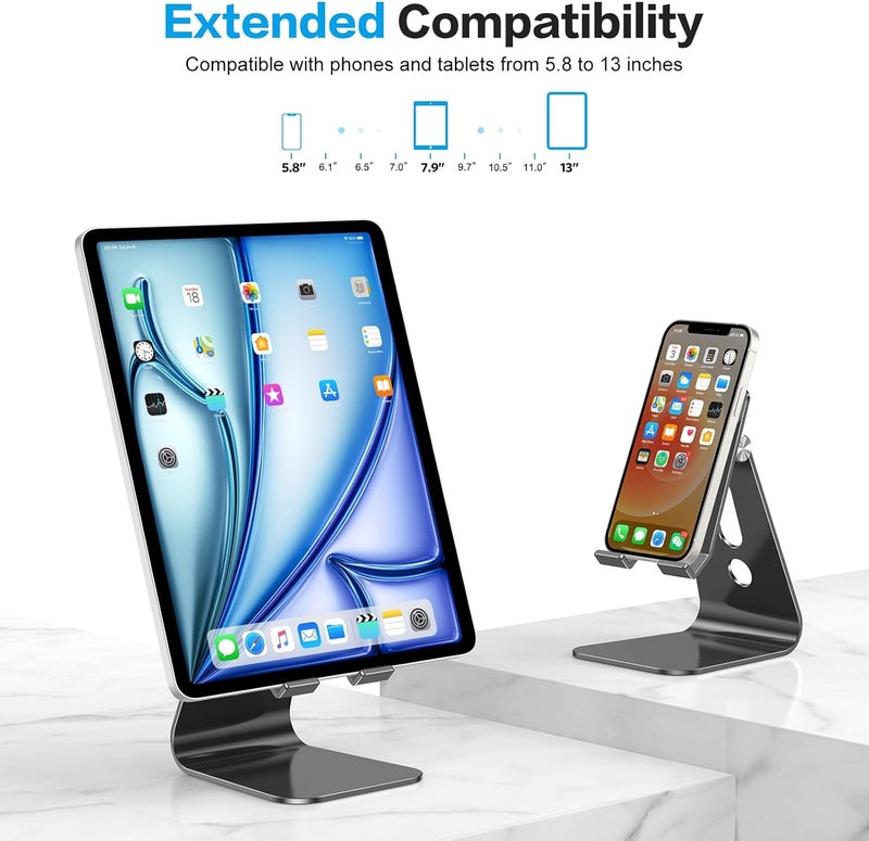 Omoton Adjustable Tablet Stand for Desk, Upgraded Longer Arms for Greater Stability, T2 Tablet Holder with Hollow Design for Bigger Sized Phones and Tablets Such as iPad Pro/Air/Mini, Black - Image 2