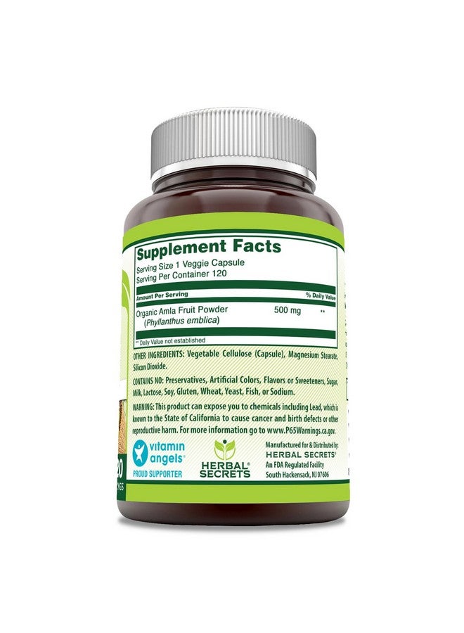 Herbal Secrets Amla Supplement | 500 Mg Per Serving | 120 Veggie Capsules | Made with Natural Amla | Supplement | Non-GMO | Gluten Free | Made in USA - Image 2