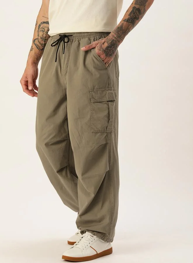 Styli Men Parachute Fit Cotton Cargo Trousers By Bene Kleed