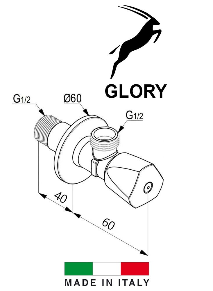 general Glory Brass Angle Valve ½ x ½ Inch - Image 2