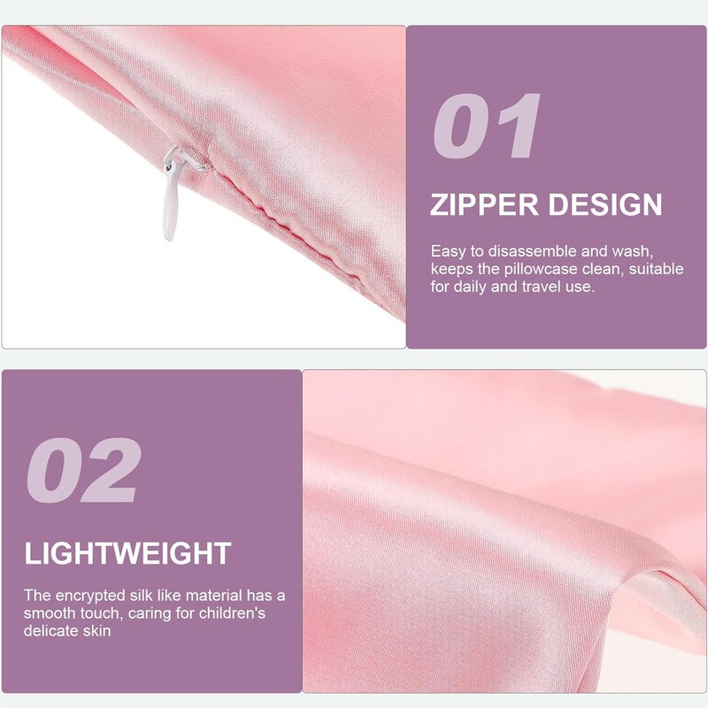 CHILDWEET Zippered Pillowcase 14"x19" Faux Silk Pillow Cover Satin Hair Care Travel Pillow for Soft Smooth Protective Sleep Pillowcase - Image 3