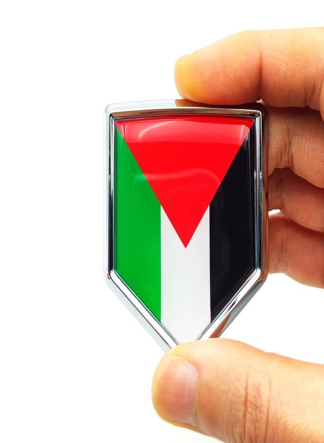 Overdecor Palestine Flag Decal Stickers Car Emblem Palestinian Car Accessories Decorations Chrome Shield Flag Sticker Decals for Cars Truck Vehicles, 2 Pack - Image 2