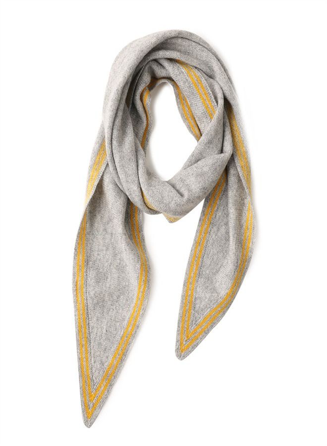 Loquat Korean Version Warm And Versatile Triangular Small Scarf Grey  - Image 1