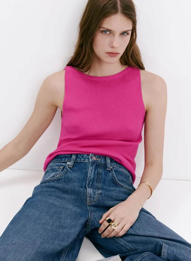 مانجو Fine Knit Boat Neck Top