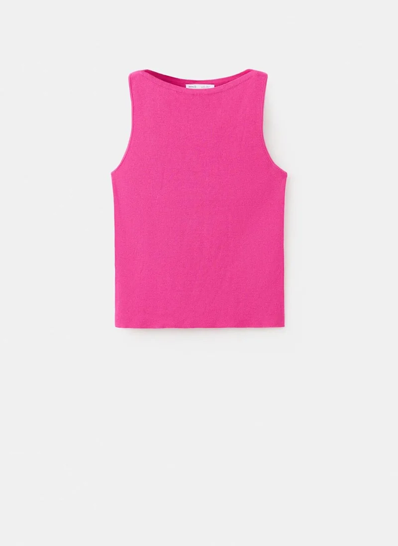 Mango 88-FUCSIA Fine Knit Boat Neck Top for Women | Best Price UAE