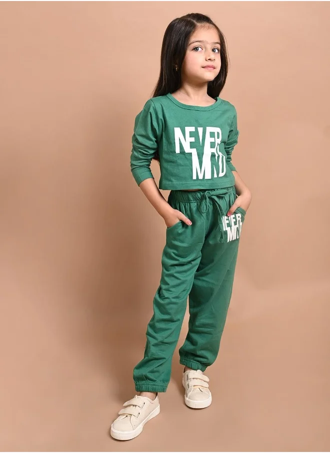 LILPICKS Never Mind Printed Crop Top with Jogger Set