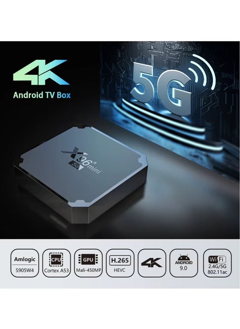 X96 - X96 Mini 5G Android TV Box | 2GB RAM + 16GB ROM | Android 9.0 | Amlogic S905W4 Quad-Core | Dual WiFi 2.4G/5G | 4K Media Player | H.265 10bit | USB 2.0 | Smart TV Box for Seamless Streaming & Entertainment - Image 1