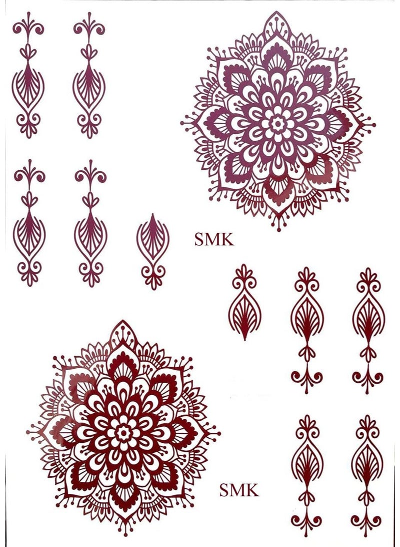 Henna Stickers, Arabic Designed Henna Tattoo for both Hands, Temporary Tattoos,Brown Mehndi Waterproof Sticker, (DESIGN 6, 3, count) - Image 2